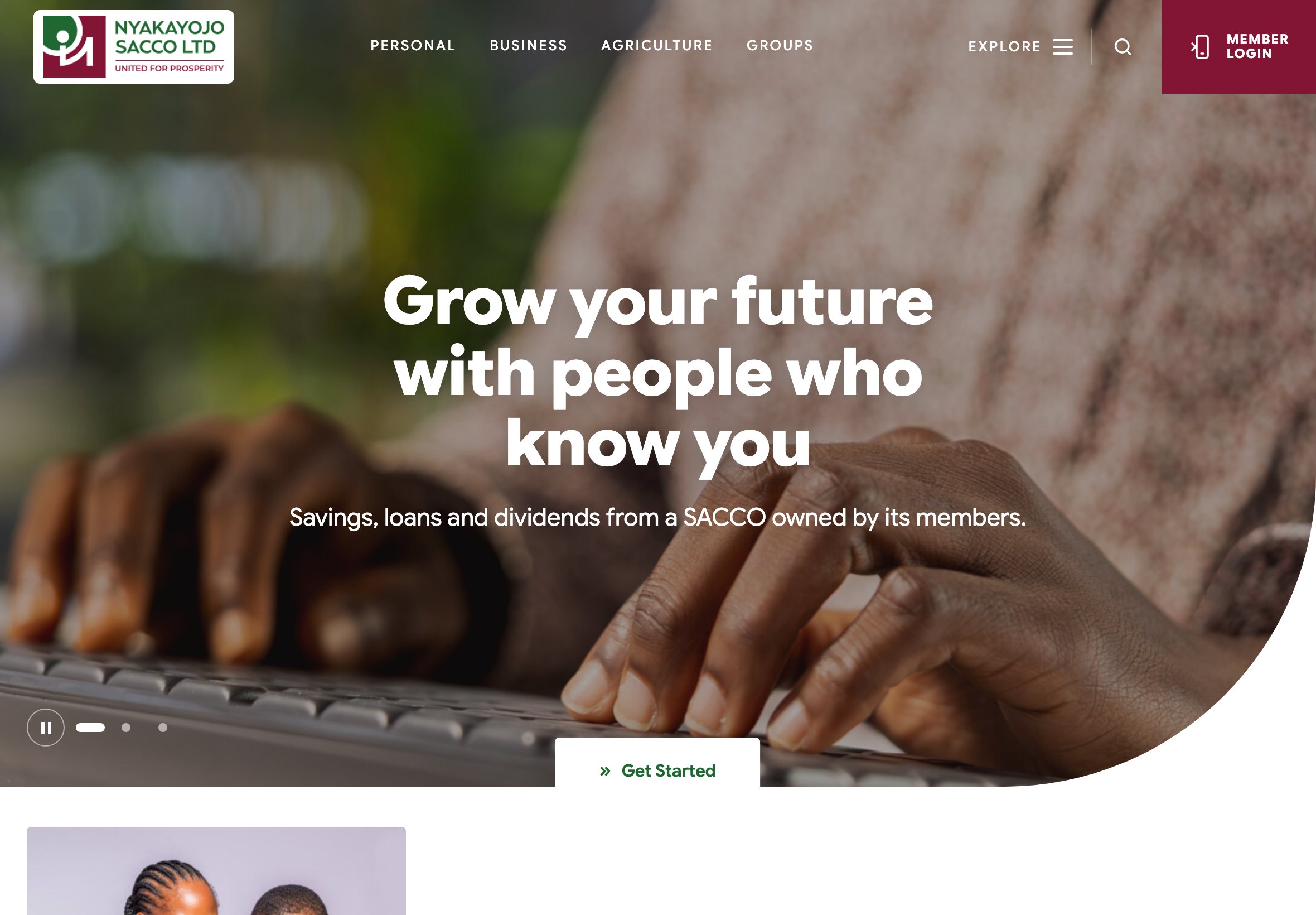 The Nyakayojo SACCO website on a tablet
